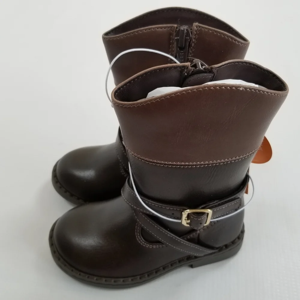 Gymboree Buckle Tall Boots Faux Leather Size 6 Toddler NWT